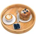 Round Serving Tray with Handles - Wooden Tray 11.81 Inch X 1.57 Inch