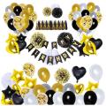 Birthday Decorations Black Gold Balloon, Happy Birthday Balloons Gold