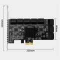 Sata Pcie 1x Adapter 16 Ports Expansion Card for Desktop Pc Computer
