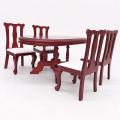 5pcs 1:12 Dollhouse Dining Table Chair Set Wooden Toy for Dollhouse