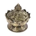 Lotus Incense Smoke Cone Aroma Stove Backflow Censer Decor-bronze