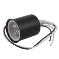 3x E27 Ceramic Base Socket Adapter Metal Lamp Holder with Wire Black