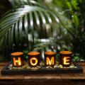 Hollow Candlestick Wooden Home Letter Creative Set