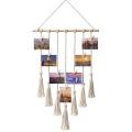 Hanging Photo Macrame Wall Hanging Pictures,with 25 Wood Clips