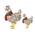 Light-up Chicken with Scarf Christmas Decoration for Outdoor Garden