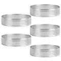 5pcs Circular Tart Rings with Holes Stainless Steel Cake Mould 7cm