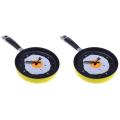 2x Frying Pan Clock with Fried Egg - Kitchen Cafe Wall Clock - Yellow