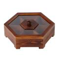 1pcs Chinese Style Multi-grid Dried Fruit Tray Solid Wooden Snack