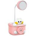 Cute Desk Lamp for Kids, with Pencil Cutting/pen Holder, (pink)
