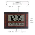 Digital Wall Clock Lcd Number Time Temperature Calendar Alarm Black