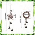 Protection Door Hangers Round Pentagram Witch Rattan Wreath Bells