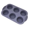 Mini Muffin 6-hole Silicone Round Mold Diy Tool 30x20.5x4.3cm(gray)