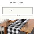 13x108inch Black and White Plaid Table Runner,for Party Home Decor