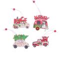 Christmas Tree Hanging Decorations Wooden Car Appearance Pendants