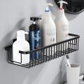 Punch-free Storage Rack Shower Basket Bathroom with Fixed Piece -d