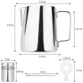 12oz/350ml Stainless Steel Milk Frothing Pitcher with Powder Shaker