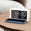 6 In 1 Alarm Clock Wireless Charger with Digital Led for Bedroom 15w