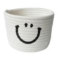 Smile Small Woven Cotton Rope Storage Baskets, White