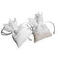 20pcs Christmas Packaging Lace Jewelry Gift Bag Drawstring Bag Beige
