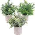 3 Pack Mini Artificial Potted Plants Boxwood Greenery Houseplant