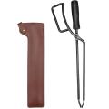 Camping Barbecue Carbon Clip Wood Handle with Anti-scalding Pu Case