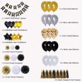 Birthday Decorations Black Gold Balloon, Happy Birthday Balloons Gold