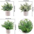 3 Pack Mini Artificial Potted Plants Boxwood Greenery Houseplant