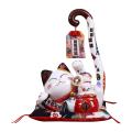 8.6 Inch Ceramic Maneki Neko Lucky Cat Money Box Coin Bank ,b