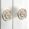 8pcs Rose Flower Zinc Alloy White Drawer Pull Handles for Dresser