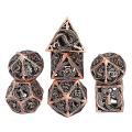 7pcs Mini Hollow Metal Dice Set for Role Playing Game,red Copper