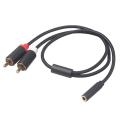 3.5mm Stereo Audio Female Jack to 2 Rca Male Adapter Cable-black