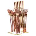 Nordic Cutlery 24pcs Rack Set Stainless Steel Cutlery Set Rose Gold