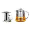 5sizes Clear Borosilicate Glass Teapot 304 Stainless Steel Set 380ml