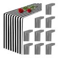 10 Pack Table Runner Polyester Decor Classic Black and White Striped