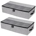 2 Packs Under Bed Clothes Shoes Storage Bins with Lids-dark Gray