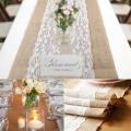 3pcs Table Runner Burlap Jute Lace Wedding Table Decorations 275x30cm