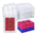 100 Packs Wax Melt Clamshells Molds, Clear Empty Plastic Square Tray