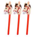 3 Pcs Inflatable Horse Heads Cowgirl Stick Pvc Balloon Outdoor Toys