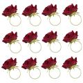 12pcs Red Rose Shape Towel Buckle Napkin Ring Party Hotel Table Decor