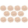 10pcs Unpainted Round Flower Pattern Wood Carved Applique Decoration