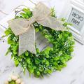 2 Pack Artificial Boxwood Wreath Leaves Wreath Decoration, 10 Inches
