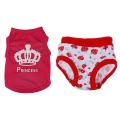 Small Female Pet Puppy Dog Clothes Diaper Pant Red+white M