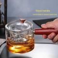 Glass Steaming Teapot Heat-resistant Wooden Handle Tea Steamer