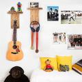 2pcs Guitar Wall Hanger with Pick Holder Solid Pine Wood Guitar Rack