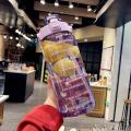 2l Sports Straw Water Bottle with Bounce Cover Time Marker