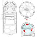 4 Piece Multifunctional Geometric Ruler Set, with 2 Circle Templates