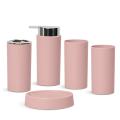 Solid Color Bathroom Toiletry Toothbrush Soap Box 5-piece Light Pink