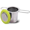 Tea Infuser Stainless Steel Tea Strainer Folding Handle Filter(green)