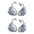 4 Pieces Of Swan Ornaments Figurines,wedding Christmas Decoration B