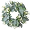 12inch Wreath for Front Door Wall Artificial Eucalyptus Green Leaves